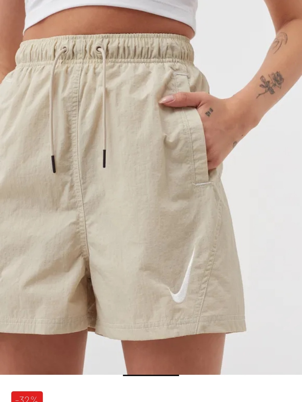 Women’s swoosh Woven Lightweight Drawstring Shorts in Off-White (Sail)